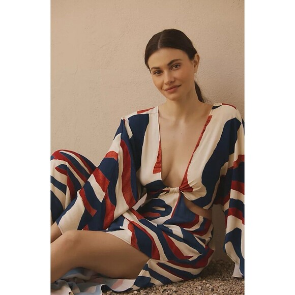 Anthropologie Boamar Maxi Dress Women Blue Avalon Vacay Boho Classic Small NWT - Picture 3 of 12